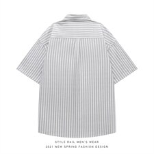 2021年夏季新款条纹衬衫男白底平铺宽松衬衫DS-C407-CS306-P35，男装衬衫，电商C323-1