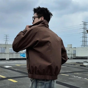 1506-1/JG631/P59立领潮牌短款工装纯色高级感男装风衣外套图片