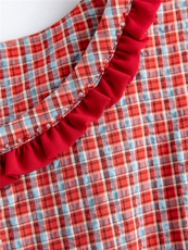 淑女风格纹连衣裙女春夏收腰显瘦中长裙格子裙子，女装连衣裙，水衣源