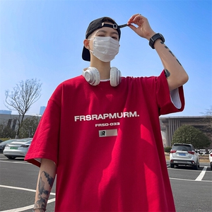 抖音得物二开现货供应220克夏装重磅美式高街宽松短袖t恤MT81