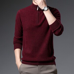 BSS6060男士2023年秋新款加厚长袖立领纯羊毛针织衫休闲P168，男装针织衫/毛衣，电商B360