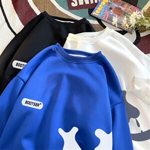 电商DSA028-CT21120-P28 2024春秋款圆领印花港风卫衣男控39.9图片
