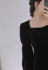 钉珠丝绒短裙，其它，驿谷