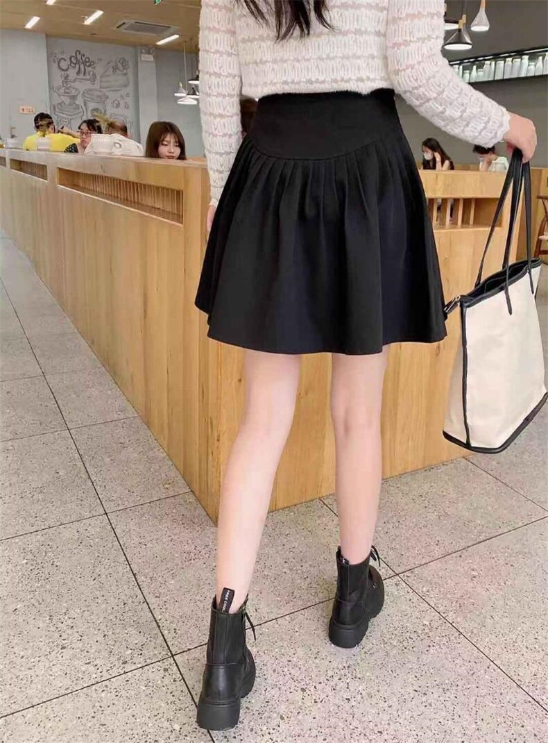 秋装新款百褶半裙，女装半身裙，依林彩格