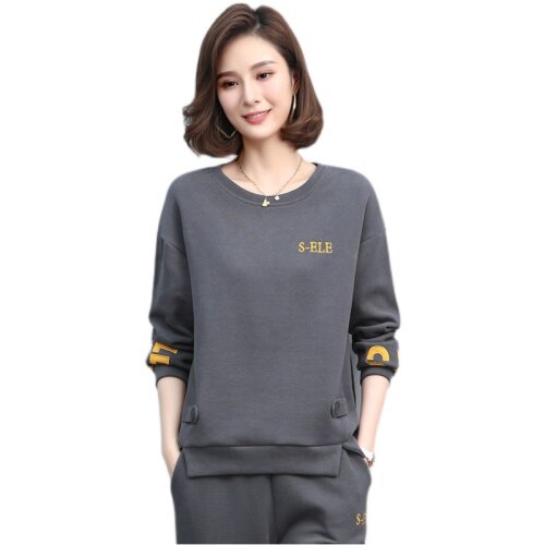 2022春季新款时尚休闲气质宽松显瘦舒适圆领卫衣,女装T恤,丽影随形