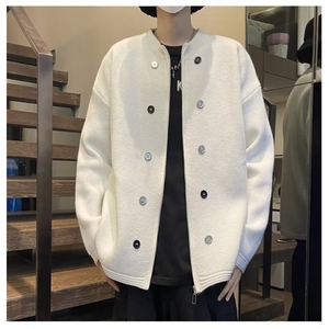 F487P55秋冬男生宽松休闲开衫毛衣外套日系休闲男生图片