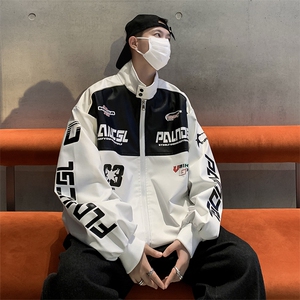 2023赛车服外套秋季棒球服潮牌痞帅PU皮夹克机车服W7886-P70