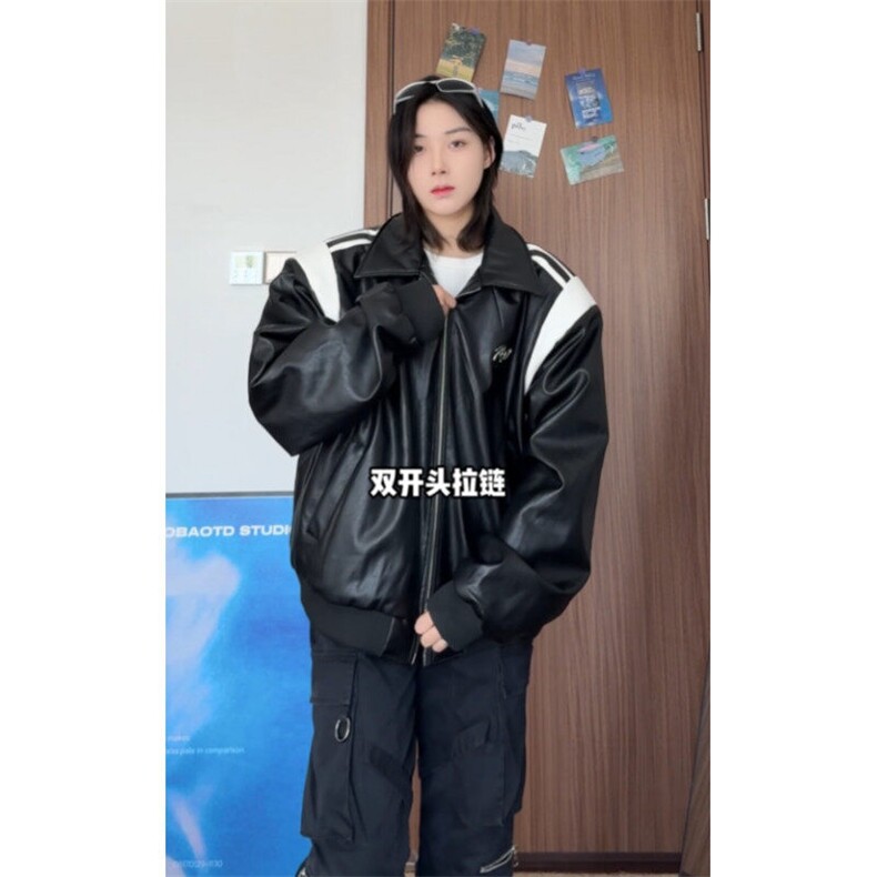 冬季宽松设计感拼接皮棉衣潮休闲加厚外套XZ811A-MF160-P125,男装棉衣,星座811A