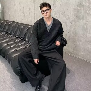 美式复古设计感长袖毛衣男2025新款针织衫高级感小众外套潮流图片