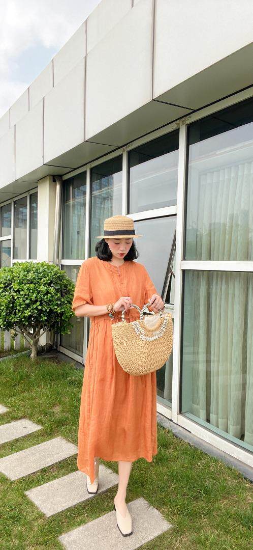 纯苎连衣裙小衫裤子裙子衬衣 时尚风 风淑女风休闲风，女装连衣裙，川哲