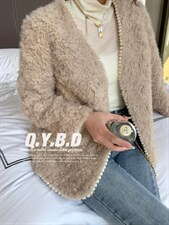 珍珠皮毛一体外套，其它，倩衣百度