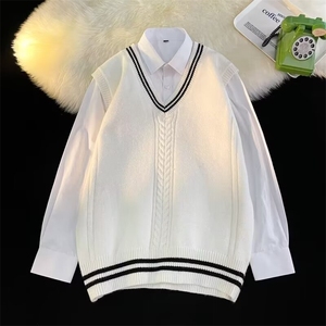 学院V领毛背心毛衣马甲高质量学生背心校服背心JK制服针织背心图片