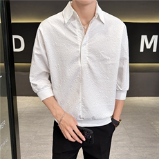 夏季日系工装衬衫男士短袖衬衣宽松翻领套头冲锋上衣服CA604，男装T恤，星座1116A-2（原606A-1）