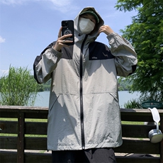 拼接防晒衣服连帽夹克男夏季潮牌宽松户外运动薄款外套F0595-P43，男装夹克，星座308B-2