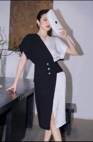 ab拼接连衣裙，女装连衣裙，贻思茗