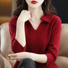 2024年秋季舒适亲肤柔软简约百搭时尚简约中袖打底羊毛衫，女装羊毛衫，牧雅羊绒