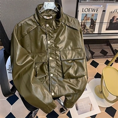 美式机车工装皮衣潮流休闲外套春装潮牌痞帅皮夹克男士W5895-P77，男装夹克，星座412-2