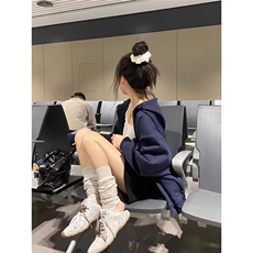 奶系卫衣外套拉链的oversize连帽开衫女款春秋款奶糯风，女装短外套，星座506A