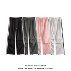 YK122P35品质保障！平铺夏季垂感冰凉褶皱潮流侧边织带休闲裤，男装休闲裤，电商A249