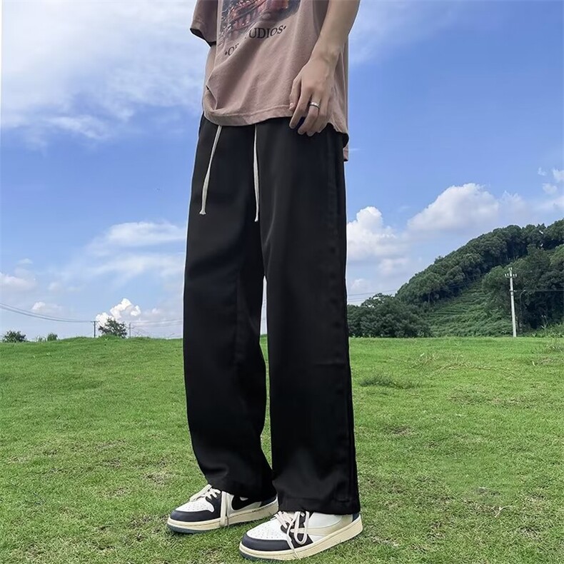 美式条纹裤男夏季潮牌高街垂感直筒拖地裤百搭宽松休闲裤L32-p36图片