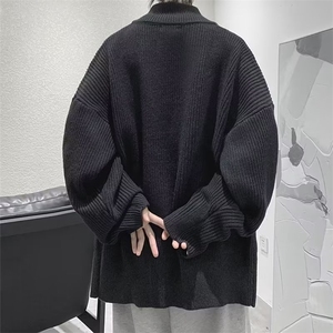 开衫毛衣男秋冬美式复古宽松慵懒风线衣潮流外套保暖学生潮流图片