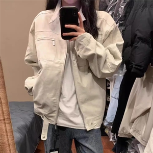 W10288-P65 网图现货 美式立领外套复古潮牌短款工装夹克棒球服图片