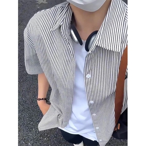 复古衬衫男夏装港风学生宽松趣味新款男装上衣513DC1855P28图片