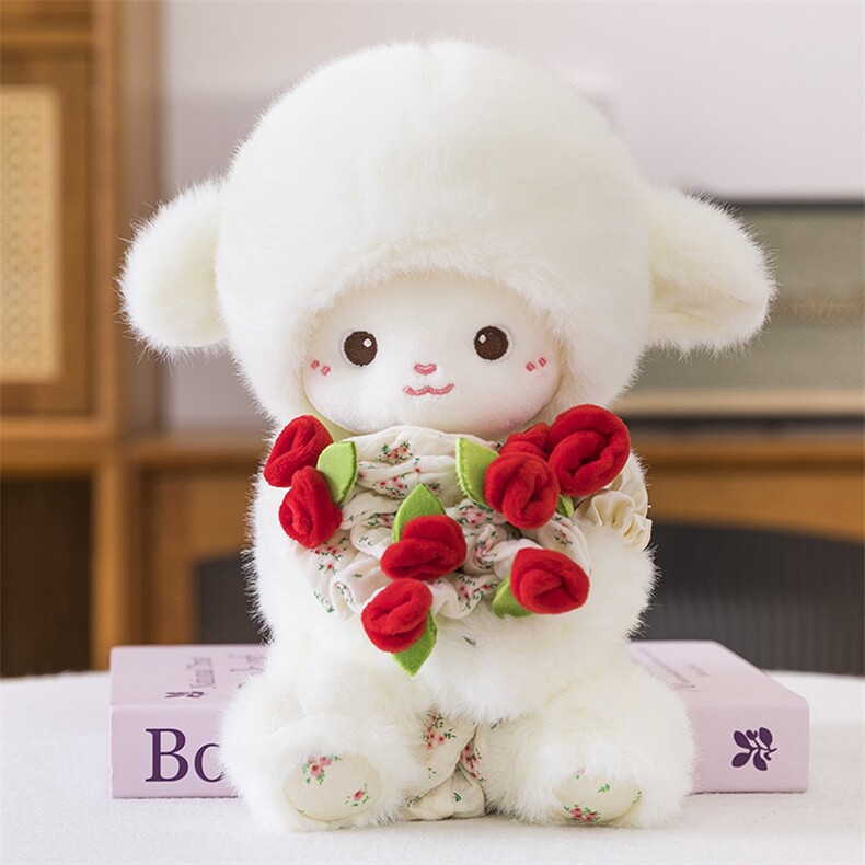 新款跨境磁吸玫瑰小羊毛绒玩具公仔玩偶创意花束情侣送送女友礼物，广发毛绒玩具