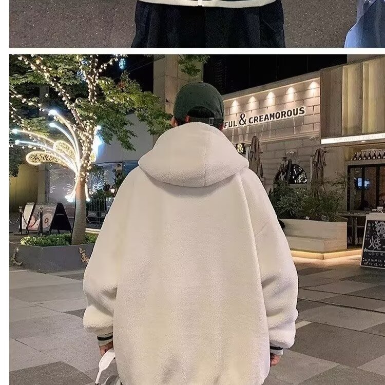 摇粒绒卫衣外套男生冬季青少年加绒加厚美式潮牌大码羊羔毛棒球服,女装短外套,星座1210-1