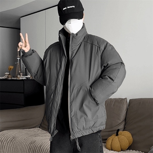 现货冬季美式休闲加厚雪山外套夹克立领纯色三防户外工装棉服图片
