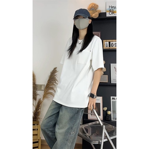 肌理感简约短袖T恤男夏季凉感口袋半袖宽松圆领上衣T3698-特价P22图片