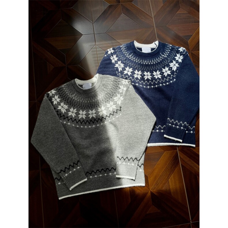 费尔岛美式慵懒学院风提花套头毛衣针织衫男女情侣65zzs136p65，男装针织衫/毛衣，电商D256A(原A064A)