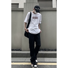 B221美式ins高街小众假破洞修身微喇牛仔裤LK22065-P65控88，男装牛仔裤，电商B221