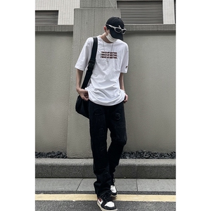 B221 美式ins高街小众假破洞修身微喇牛仔裤 LK22065-P65 控88图片