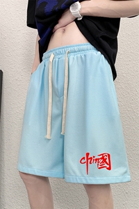 HD74276-P22 华夫格短裤男大码宽松五分裤男直筒中裤图片