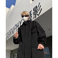 美式机能风工装冲锋衣外套男春秋季潮牌大码宽松胖子港风连帽夹克，男装夹克，星座601-2