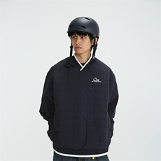 南夏乔装2025冬季新款日系刺绣格子加厚棉衣复古撞色V领休闲棉服，男装棉衣，电商S006（B521）