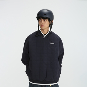 南夏乔装2025冬季新款日系刺绣格子加厚棉衣复古撞色V领休闲棉服图片
