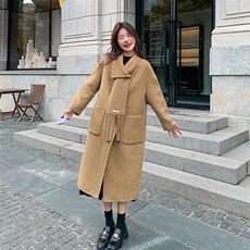 羊绒大衣女新款2025秋宽松超好看温柔韩系复古减龄气质双面呢外套，女装毛呢外套，2C129