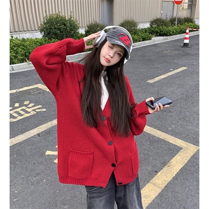 冬季新款开衫毛衣 D5589-TP5588 情侣款大v领针织衫男女外套图片
