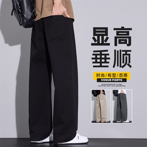 纯棉阔腿休闲裤男春季百搭宽松美式潮垂感拖地直筒裤子Z2563-P45图片