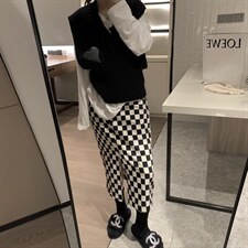棋盘格开叉裙，其它，XTZ style