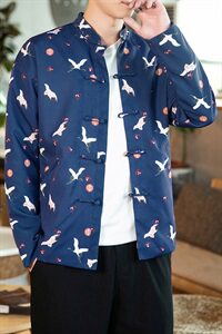 20春大码唐装风麒麟印花男女外套宽松情侣夹克bf潮 J/图片