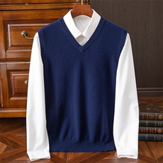 无袖纯色套头时尚都市圆领2024年秋季马甲，男装背心/马甲，牧绒家园高端店