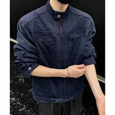 26春装高品质老钱风立领夹克外套男女美式潮牌拉链工装风宽松上衣，男装夹克，电商A486