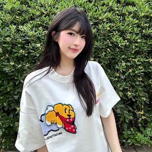 万针全刺绣工艺抖音得物高品质260克重磅纯棉双纱美式高街短袖T恤图片