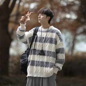 cityboy！条纹毛衣男士加厚麻花线衣男针织衫男XH03-P60图片