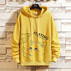 WY2129-P35加绒款-P40纯棉连帽卫衣男大码运动帽衫宽松薄砖墙，男装卫衣，电商A040A