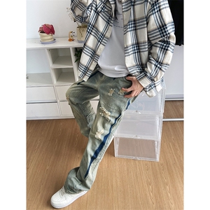 B221 美式ins高街小众个性男女破洞牛仔裤 LK23001-P65 控88图片