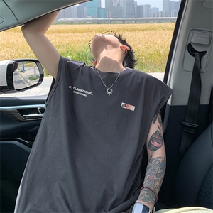 可48小时发货支持抖音得物来样二开240克重磅美式纯棉背心无袖t恤图片